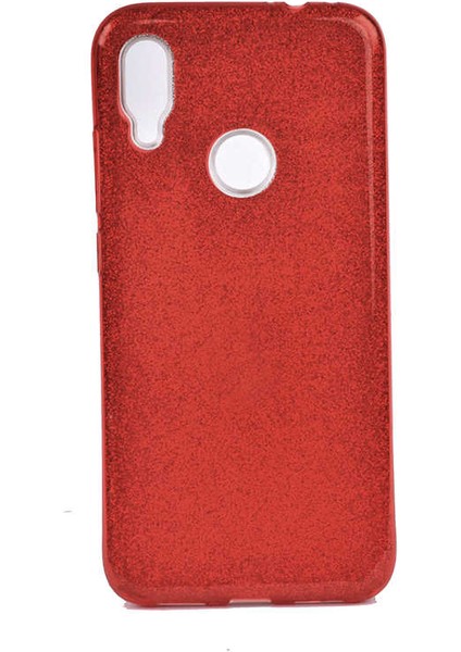 Xiaomi Redmi Note 7 Kılıf Kırmızı Jade Simli Silikon Kapak Esnek Ince (Xiaomi Redmi Note 7, Kırmızı)