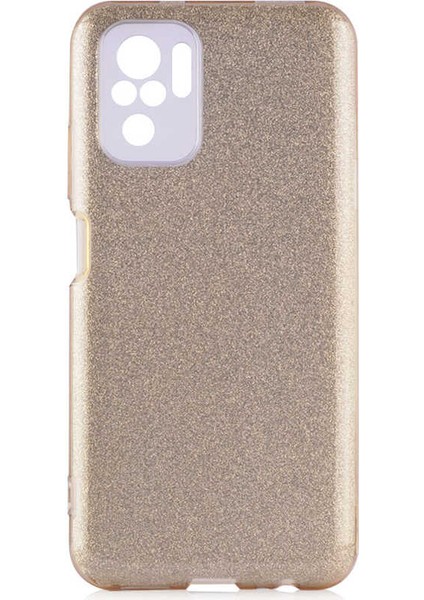 Xiaomi Redmi Note 10S Kılıf Gold Jade Simli Silikon Kapak Esnek Ince (Xiaomi Redmi Note 10S, Gold)