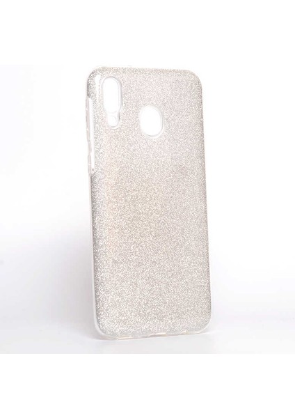 Samsung Galaxy M20 Kılıf Gümüş Jade Simli Silikon Kapak Esnek Ince (Samsung Galaxy M20, Gümüş)