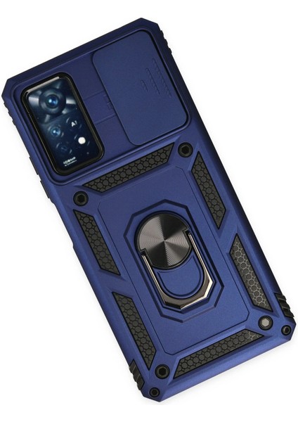 Xiaomi Redmi Note 11 Pro Kılıf Pars Lens Yüzüklü Silikon - Lacivert Nrmsa