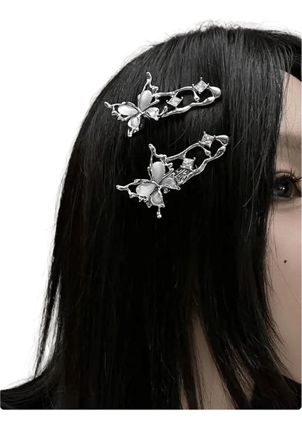 Y2K Düzensiz Sıvı Metal Saç Tokası Zirkon Saç Klipleri Kız Moda Gümüş Patlama Klips Kadınlar Için Saç Aksesuarları (Yurt Dışından)