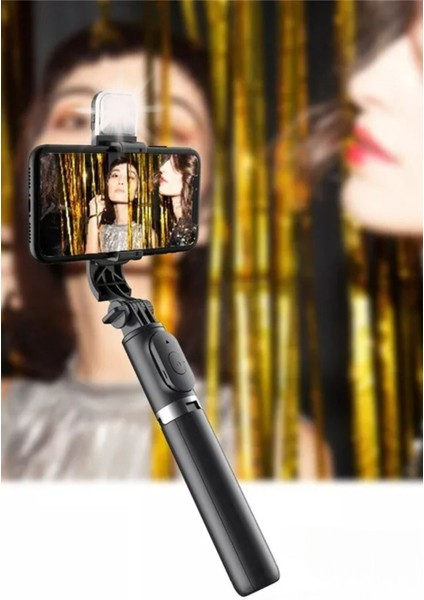 Kendiliğinden Işıklı Masaüstü Tripod Olabilen Telefon Tutuculu Kablosuz Kumandalı Selfie Çubuğu fiyatları