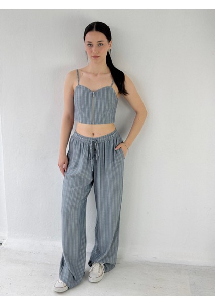 Tasarım Önden Fermuarlı Büstiyer Kadın Kül Mavi fırsatları