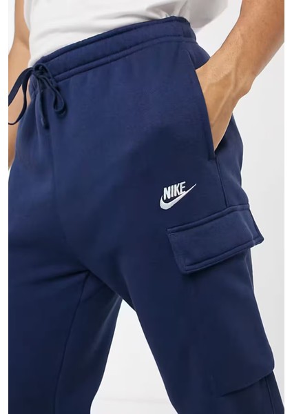 Sportswear Clup Fleece Pamuklu Lacivert Erkek Kargo Eşofman Altı modelleri