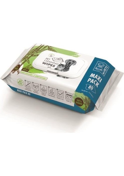 Bamboo Kedi/Köpekler İçin Temizlik Mendili 80li