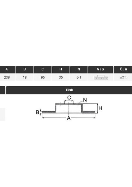 36216 Fren Diski Polo Iv-V 07-Fabıa 00-Octaviaroomster 1,2-1,4-1,6-16V-1,9SDI(239×18×5DL)ÖN Havalı Ad.