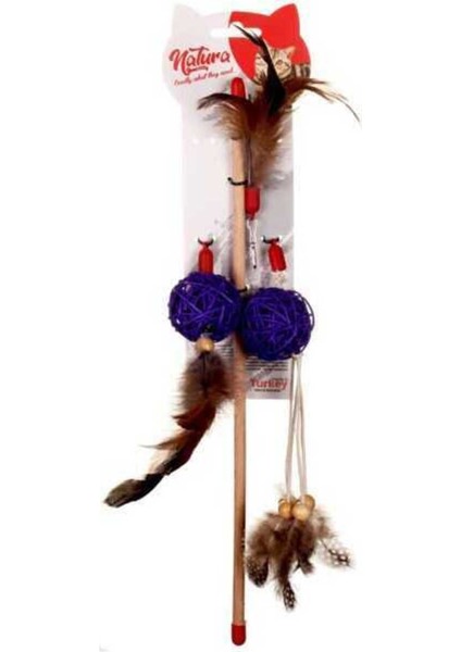 Luxury Üç Farklı Üçlu Doğal Kedi Olta Oyuncak 40 cm - Petshopundan 1 Adet