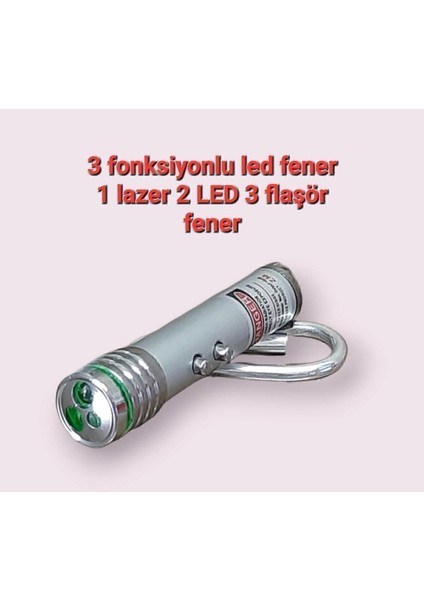 Luxury 3 Fonksiyonlu Kırmızı Beyaz Işıklı LED Kedi Köpek Oyuncak Anahtarlık 1 Adet