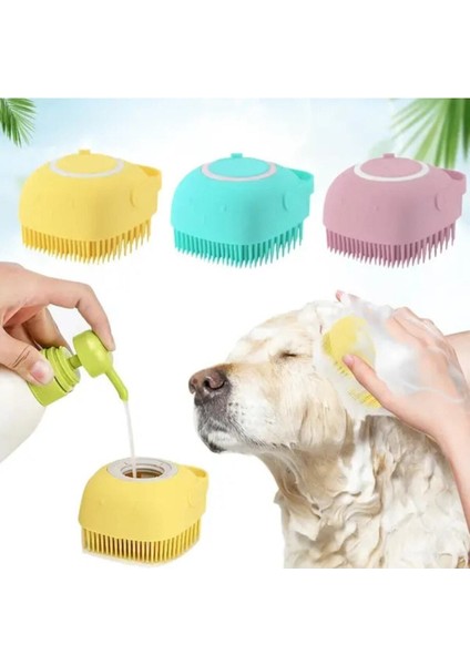 Luxury Şampuan Hazneli Kedi Köpek Evcil Hayvan Yıkama Kesesi Silikon Banyo Masaj Tarak Duş Fırçası 1 Adet 1 Adet