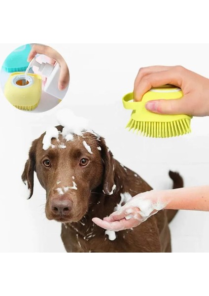 Luxury Şampuan Hazneli Kedi Köpek Evcil Hayvan Yıkama Kesesi Silikon Banyo Masaj Tarak Duş Fırçası 1 Adet 1 Adet