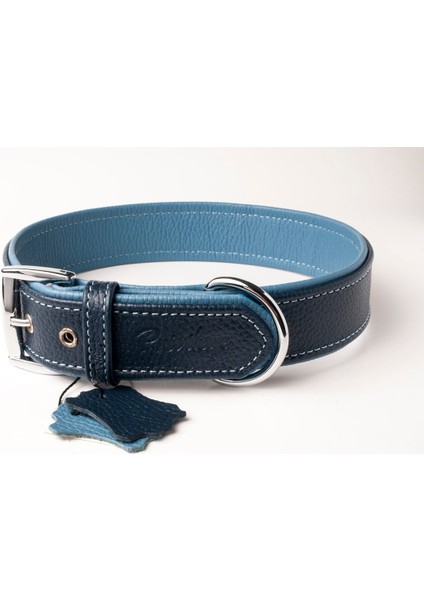 Luxury Flotter Hakiki Deri Köpek Boyun Tasması Xl Lacivert Mavi 4X54-64 cm 1 Adet