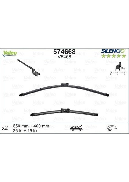 574668 Cam Silgi Süpürgesi Partner Tepee / Berlingo Sılencıo Xtrm 650 - 400MM