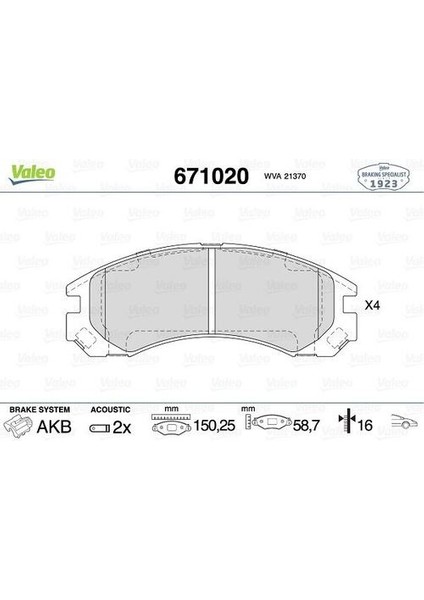 671020 Ön Disk Fren Balatası Citroen C-Crosser-Peugeot 4007 2.0/2.4/2.2d 02/07