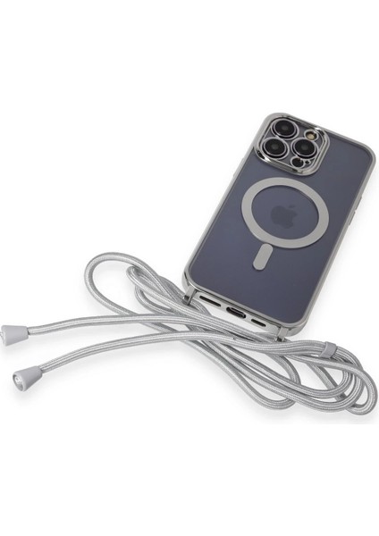 Iphone 14 Pro Kılıf Divo Lazer Askılı Magsafe Kapak - Gümüş Nrmsa