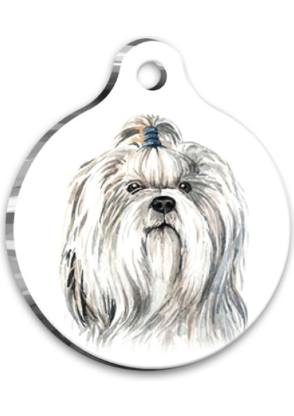 Luxury Suluboya Shih Tzu Yuvarlak Köpek Künyesi Small 2,5 cm 1 Adet