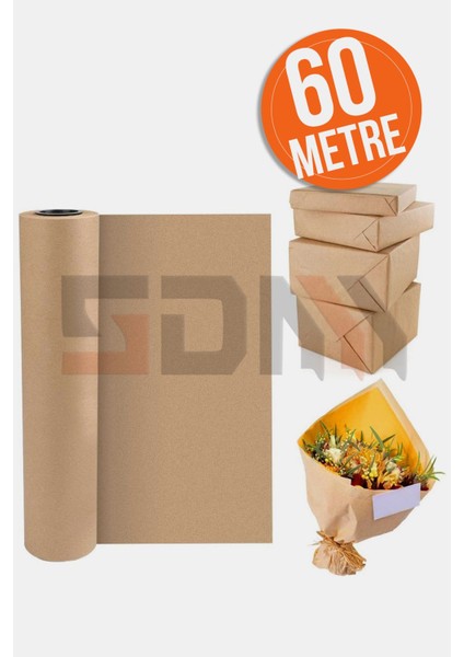 Kraft Kağıt 30CM x 60 Metre Rulo: Ambalaj, Çeyiz Paketleme, Hediye Kağıdı, Çiçek Sarma Kağıdı