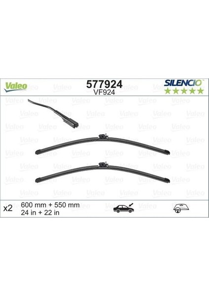 577924 Silecek Süpürgesi Sılencıo Flat Blade Set Mercedes Benz : E-Serisi 16- / Cls 300-350 17-