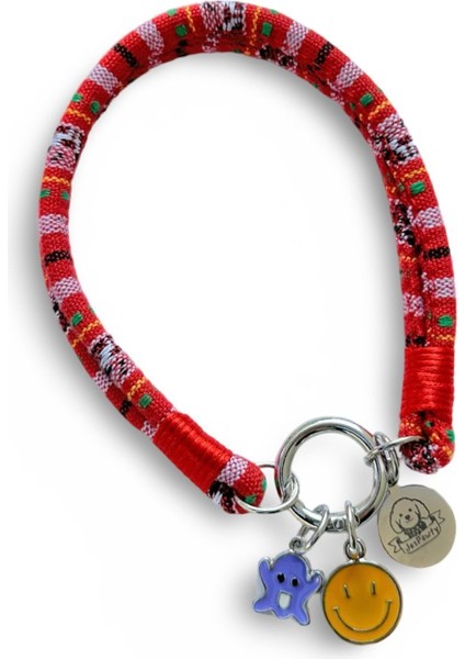 Luxury Kırmızı Ip Halat Kedi Köpek Kolyesi Charm Uçlu Gümüş Rengi 1 Adet
