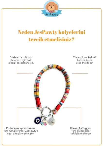 Luxury Kırmızı Ip Halat Kedi Köpek Kolyesi Charm Uçlu Gümüş Rengi 1 Adet