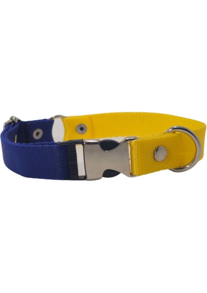 Luxury Küçük/büyük Köpekler Içinrahat Ayarlanabilir Çift Renk Sarı-Lacivert Boyun Tasması-2cm En Ölçü Tasma 1 Adet