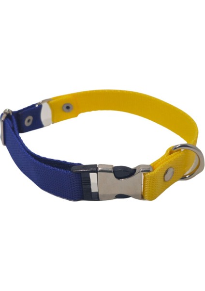 Luxury Küçük/büyük Köpekler Içinrahat Ayarlanabilir Çift Renk Sarı-Lacivert Boyun Tasması-2cm En Ölçü Tasma 1 Adet