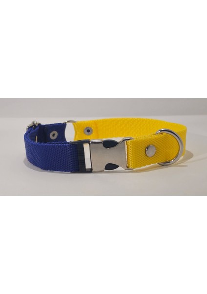 Luxury Küçük/büyük Köpekler Içinrahat Ayarlanabilir Çift Renk Sarı-Lacivert Boyun Tasması-2cm En Ölçü Tasma 1 Adet