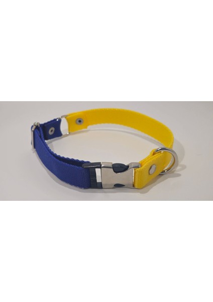 Luxury Küçük/büyük Köpekler Içinrahat Ayarlanabilir Çift Renk Sarı-Lacivert Boyun Tasması-2cm En Ölçü Tasma 1 Adet
