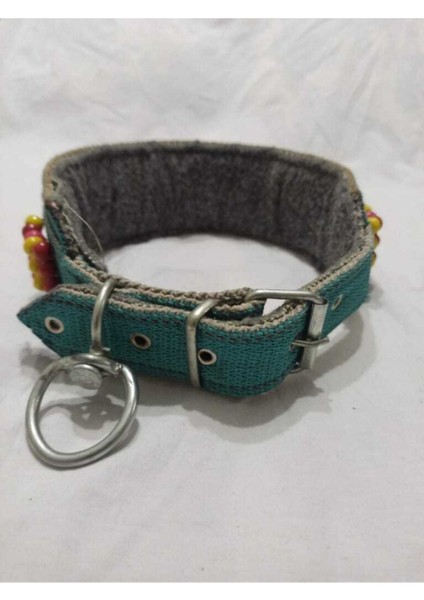 Luxury Büyük Irk Geniş Süslü Boncuklu El Işlemeli Iç Kısmı Keçeli Tasma Boy 80 cm 1 Adet
