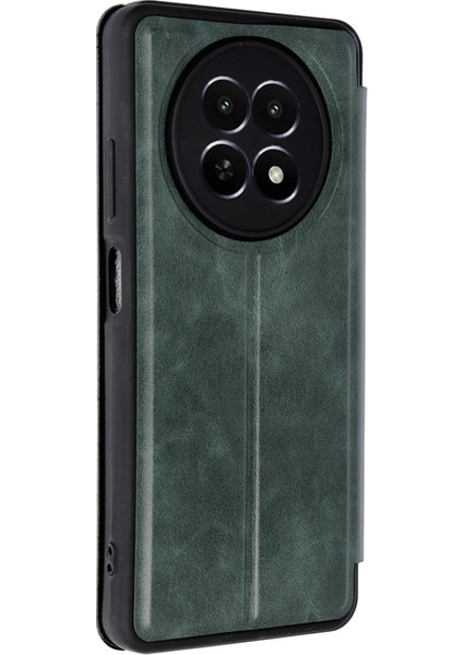 Realme 12 5g Kılıf Flip Cover - Koyu Yeşil Nrmsa
