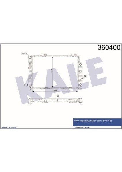 Oto Radyatör 360400 Su Radyatörü Mercedes W202 C280 C280T C36 94-00 Brazıng 617X418X42