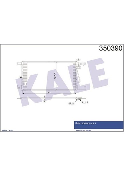 Oto Radyatör 350390 Kondenser Al/brz Scania P. G. R. T 745×388×16