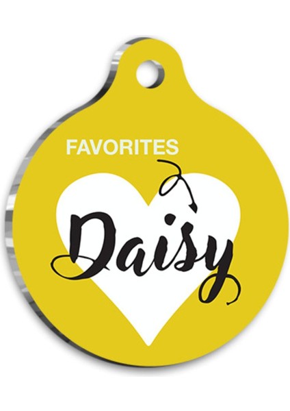 Luxury Sarı Kalp Kedi Köpek Künyesi 1 Adet