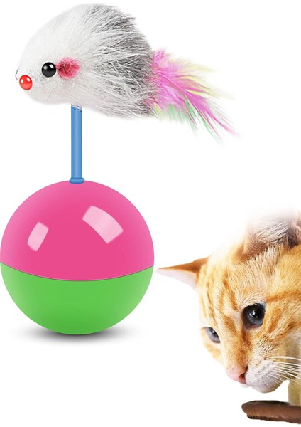 Luxury Hareketli Kedi Oyuncağı Akıllı Kedi Oyun Topu Tüylü Fareli Hacı Yatmaz Kedi Tırmalama Tahtası 1 Adet
