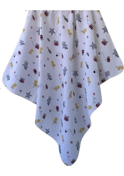 Premium Pamuk Arı Desenli Müslin Bebek Battaniyesi Nefes Alır, Yumuşak, 1/24 Ay