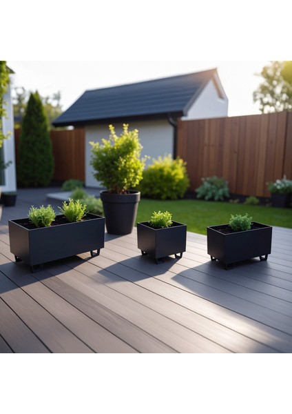 Duracube Metal Saksı 3'lü Set - Orta (19X22X40CM) + Küçük (19X21X30CM) + Mini (19X20X20CM)