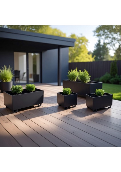 Duracube Metal Saksı 3'lü Set - Orta (19X22X40CM) + Küçük (19X21X30CM) + Mini (19X20X20CM) fırsatları