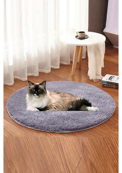 Luxury Ares Gri Peluş Kedi Minderi Evcil Hayvan Yatağı Kedi Yuvası Matı Kedi Kulübesi Minderi 1 Adet