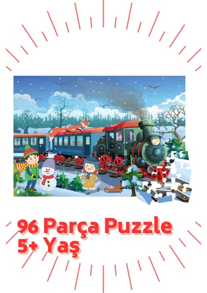 80-96-96 Parça Puzzle 3'lü Set Orkestra - Çufçuf Tren - Inşaat