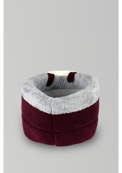 Luxury Bordo Gri Kutu Kedi Yatağı Yuvası Yıkanabilir 40X40 cm 1 Adet