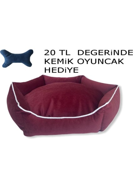 Luxury Yıkanabilir Fermuarlı Tay Tüyü Köpek Yatagı 70X70 cm Mercan 1 Adet