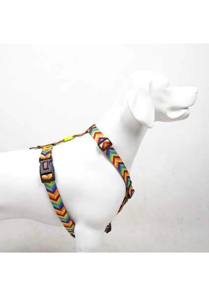 Luxury Rainbow H-Tipi Göğüs Tasması Ayarlanabilir, Konforlu ve Dayanıklı Desenli Köpek Tasması 1 Adet