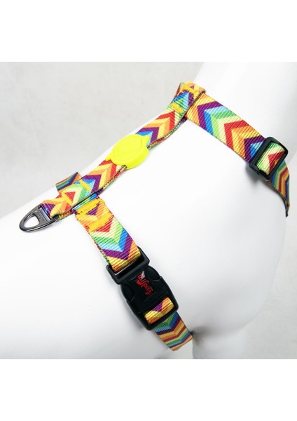Luxury Rainbow H-Tipi Göğüs Tasması Ayarlanabilir, Konforlu ve Dayanıklı Desenli Köpek Tasması 1 Adet