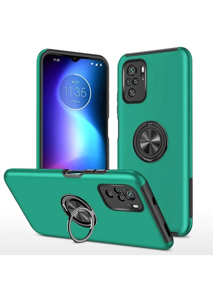 Xiaomi Poco F3 Kılıf Elit Yüzüklü Kapak - Yeşil Nrmsa