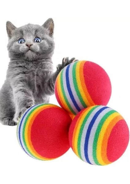 Luxury Renkli Sünger Kedi Köpek Çiğneme Oyun Topu, Diş Çıkarma, Kedi Oyuncağı 3 Adet 1 Adet
