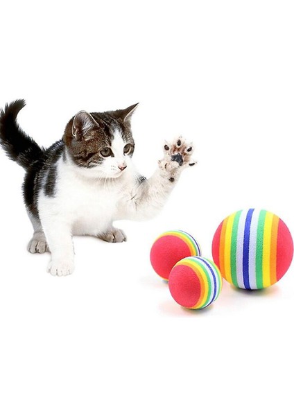 Luxury Renkli Sünger Kedi Köpek Çiğneme Oyun Topu, Diş Çıkarma, Kedi Oyuncağı 3 Adet 1 Adet