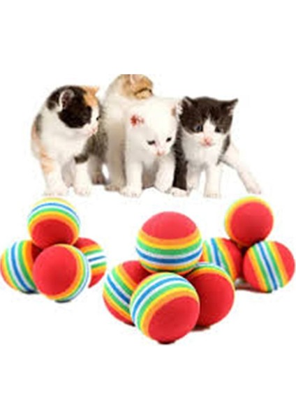 Luxury Renkli Sünger Kedi Köpek Çiğneme Oyun Topu, Diş Çıkarma, Kedi Oyuncağı 3 Adet 1 Adet
