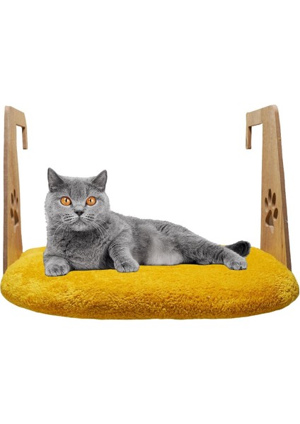 Luxury Kalorifer Yatağı Kedi Köpek Geniş Kalorifer Yatağı Peluş Hardal Renk 52X37 cm 1 Adet