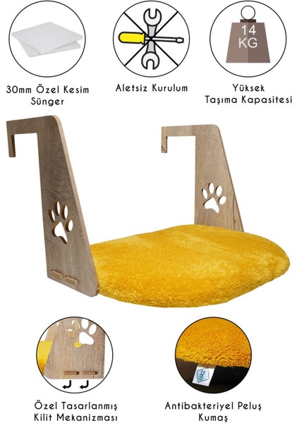 Luxury Kalorifer Yatağı Kedi Köpek Geniş Kalorifer Yatağı Peluş Hardal Renk 52X37 cm 1 Adet fiyatları