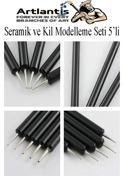 Seramik Kil Çömlek Şekillendirici 5 Li 1 Paket Seramik Modelaj Oyma Seti Heykel Hobi Tasarım Deri Oyma Çizim Kalemi