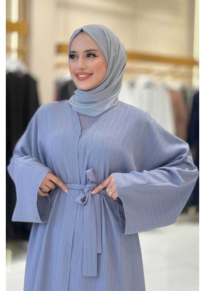 Çıt Çıt Düğmeli Bel Kuşaklı Abaya 70017 Gri fırsatları